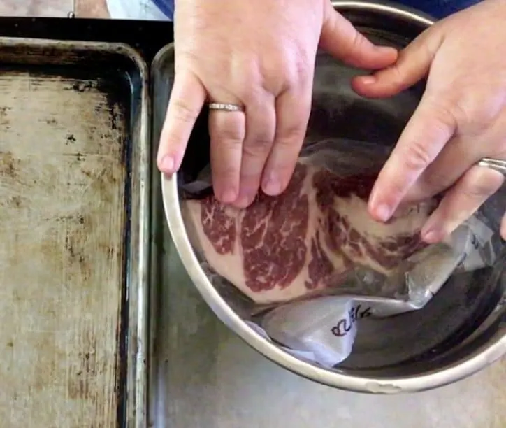 Defrosting Frozen Steak by thawing