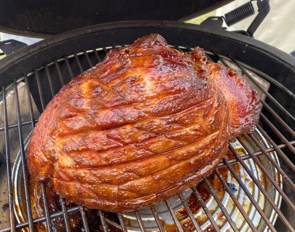 The fresh ham after being smoked