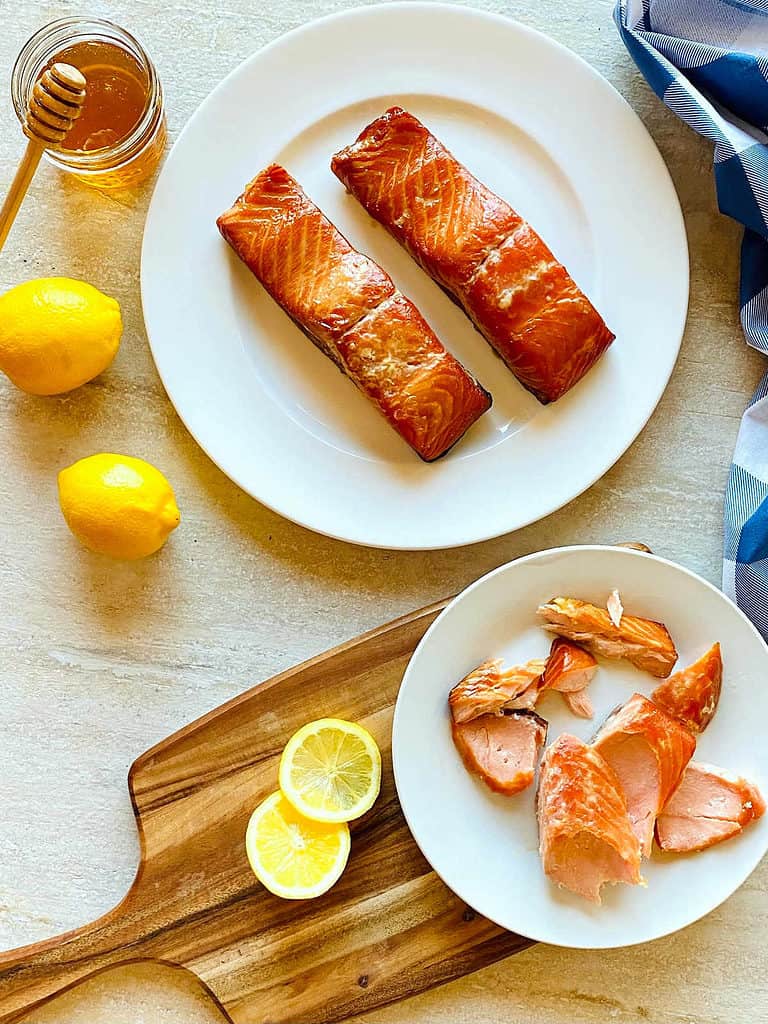 Simple works best for garnishing this awesome smoked salmon dish