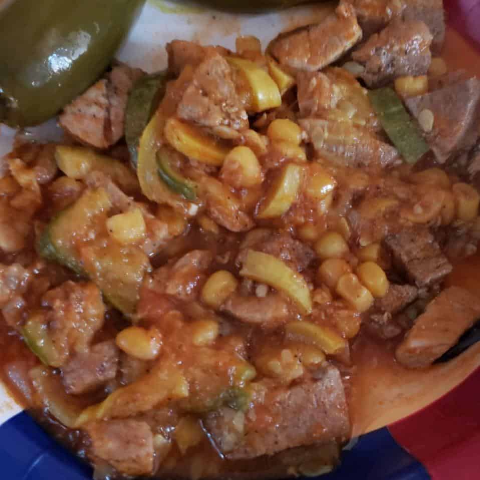  Add some spice to your life with Mexican Yellow Squash with Cubed Pork Steaks!