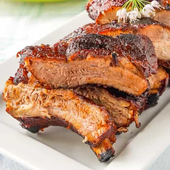  Fall-off-the-bone tender pork spareribs, perfect for a lowkey weekend gathering.