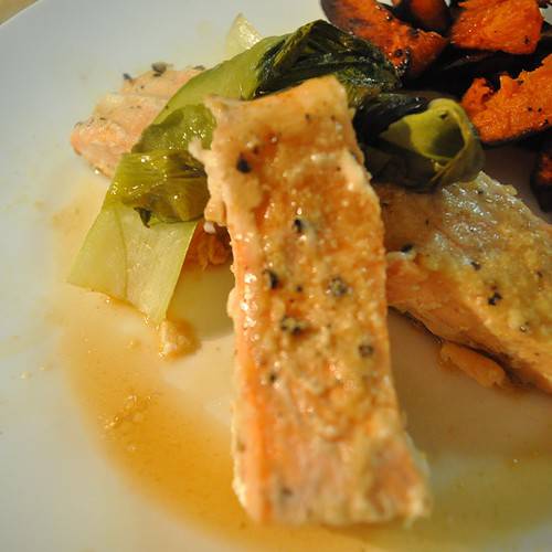 Grilled Salmon With Baby Bok Chop