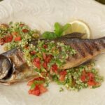Grilled Whole Fish in Chile, Garlic and Mint Sauce