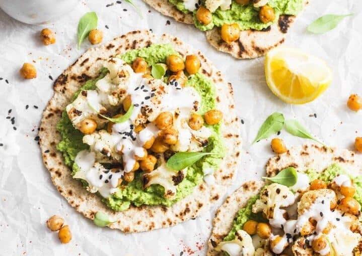  I can't get enough of the crispiness of these chickpeas and tender roasted cauliflower on top of this warm flatbread.