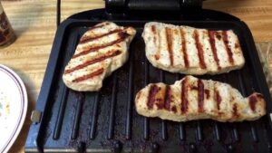 pork chops on a George Foreman grill