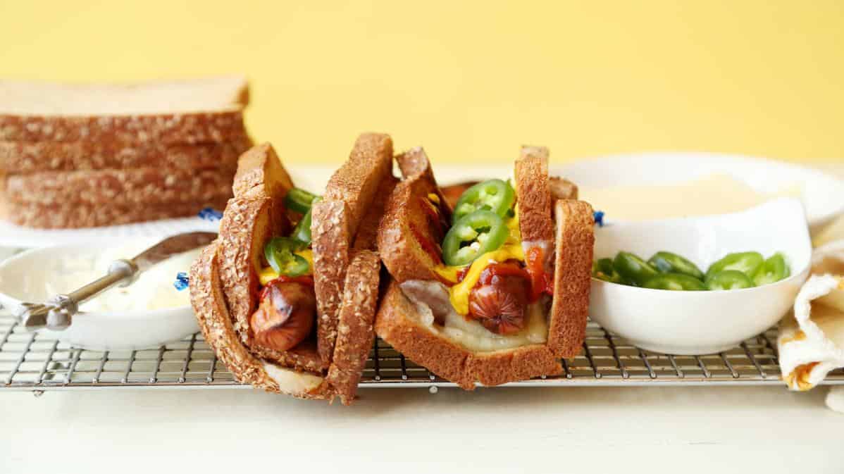 Say hello to my cheesy little friend: the grilled cheese-wrapped turkey dog.