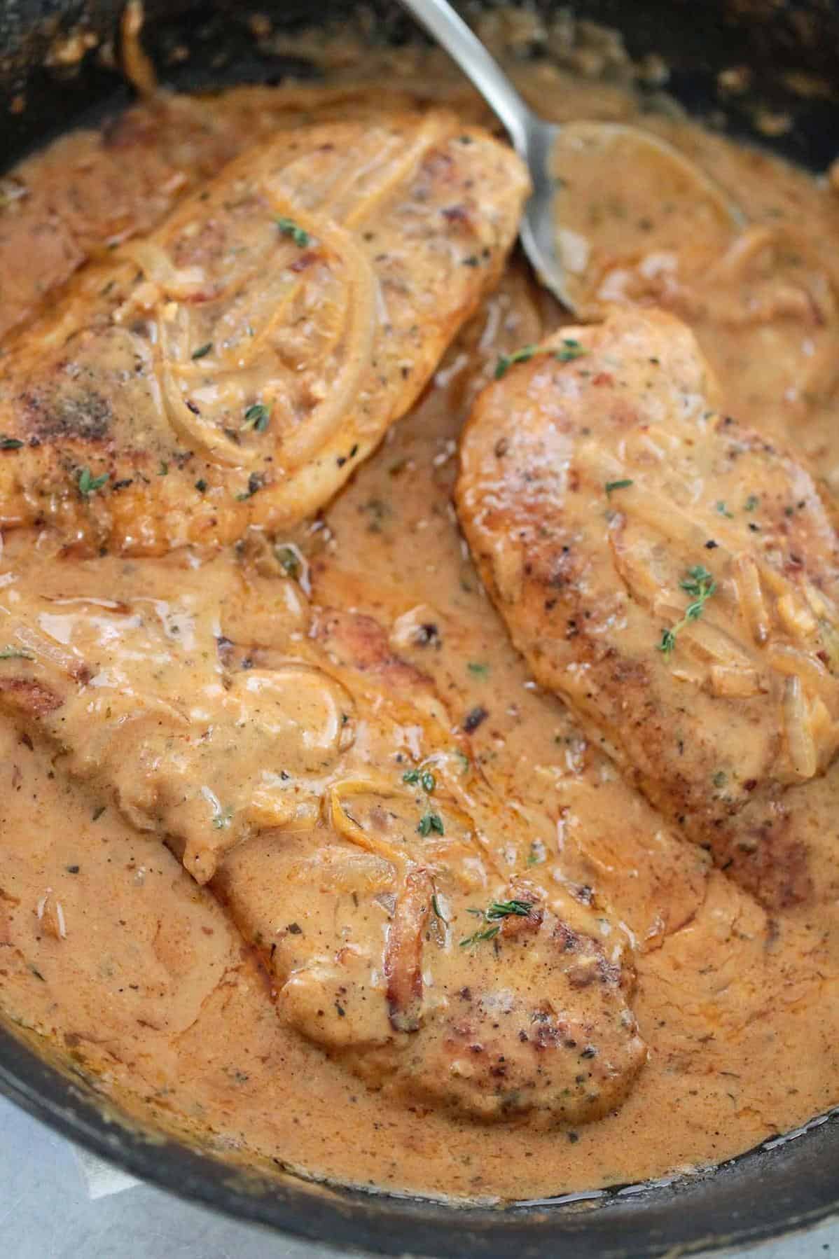  The juicy tenderness of this smothered chicken breast is simply irresistible!