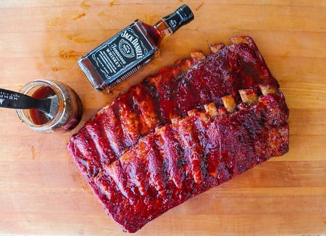  The secret to these succulent ribs lies in the Jack Daniel's marinade, which adds a bold and unique flavor to the meat.