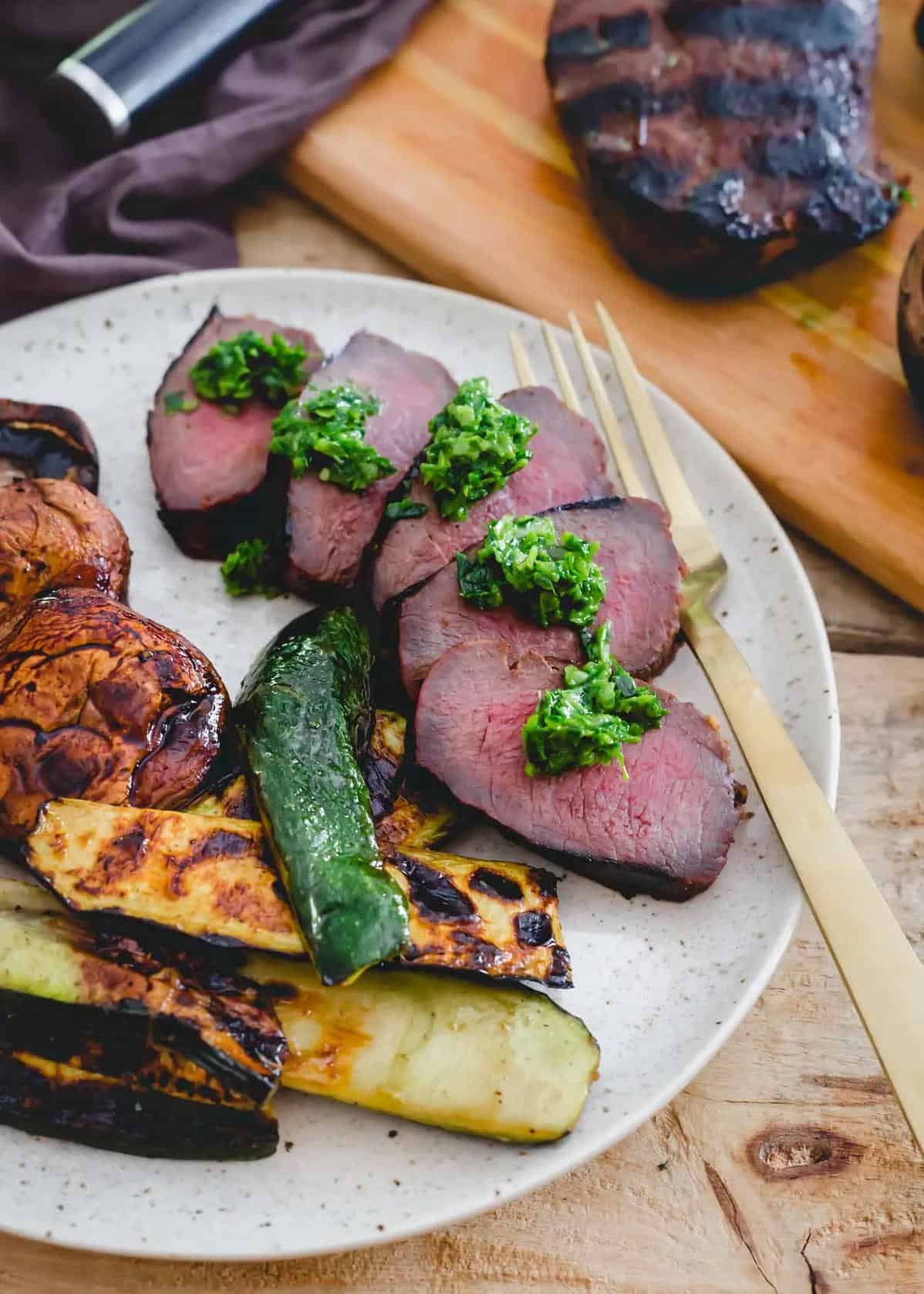  The ultimate backyard feast: grilled venison tenderloin.