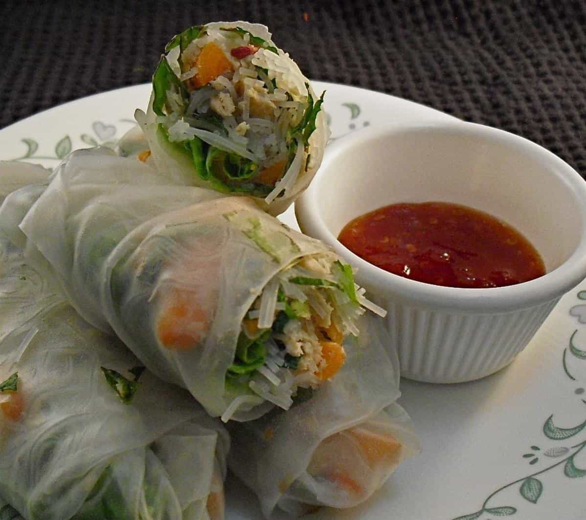  These spring rolls are perfect for a light lunch or an appetizer for any dinner party.