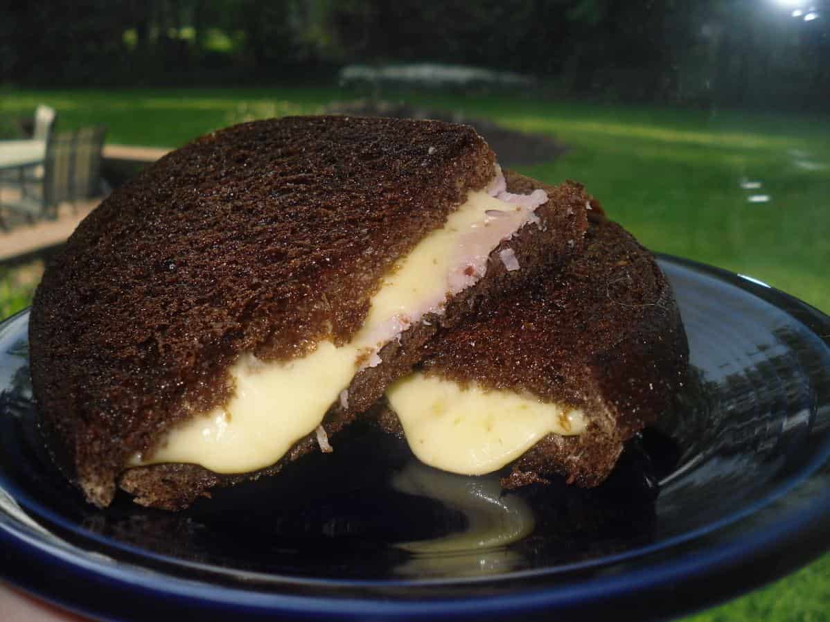  This hot, gooey Grilled Gouda Cheese Sandwich with Smoked Ham and Pumpernickel is everything you never knew you needed!