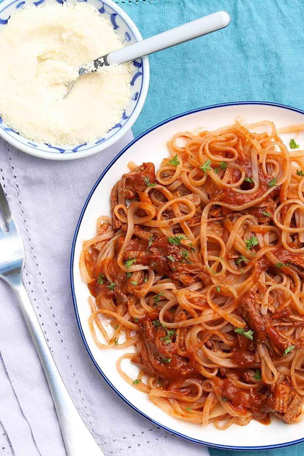  Treat yourself to a plate of Swiss steak and spaghetti goodness